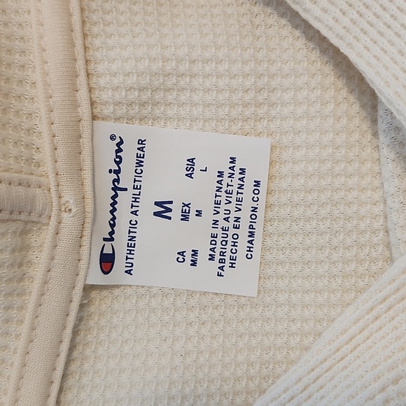 Champion Waffle Hoodie, Cream, Off White, Medium - Picture 2 of 5